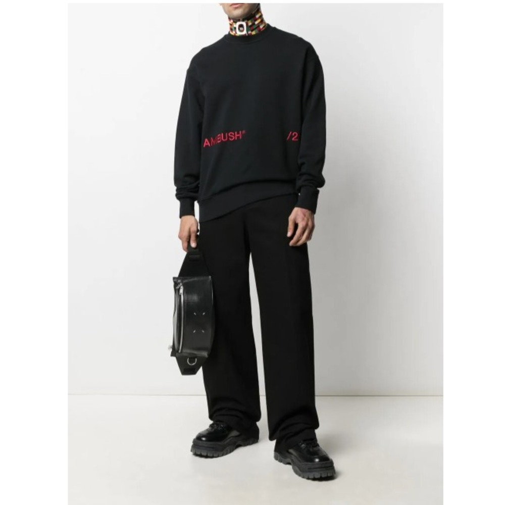Ambush Terry Sweatshirt‎ Adult Medium 21 Black Red Embroidered Relaxed Designer